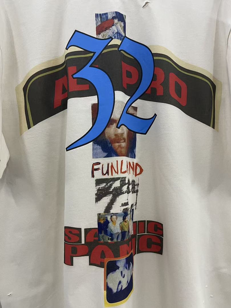 Play Hollywood OJ‑MANSON 32 ALL‑PRO Portrait Print Distressed Cropped Tee