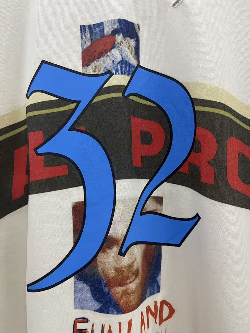 Play Hollywood OJ‑MANSON 32 ALL‑PRO Portrait Print Distressed Cropped Tee