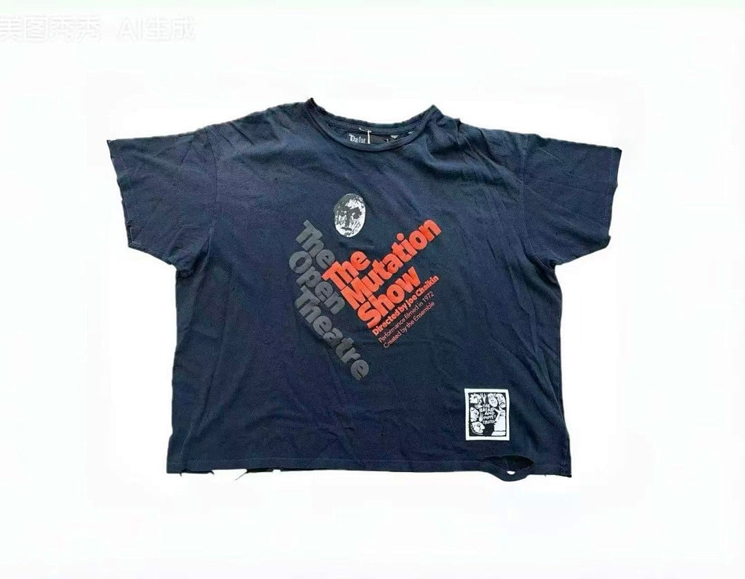 Play Hollywood The Mutation Show Theatre Print Distressed Cropped Tee