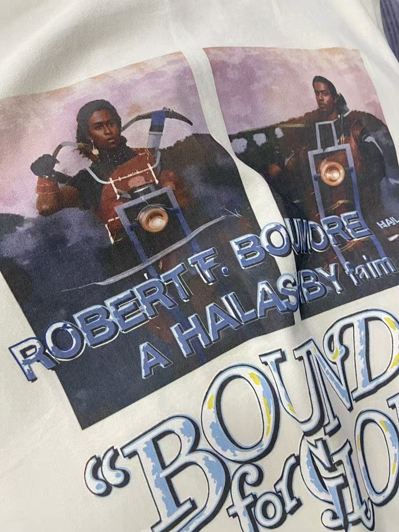 Play Hollywood Bound For Glory Biker Print Distressed Cropped Tee