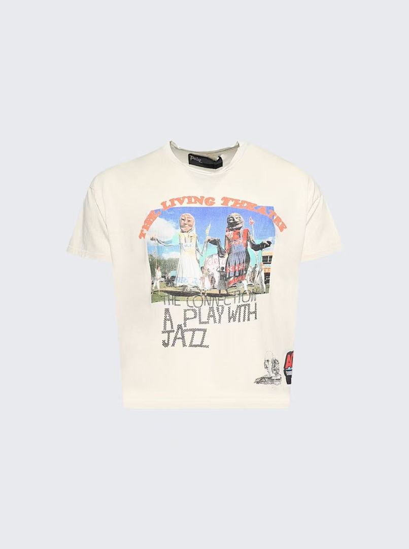 Play Hollywood The Living Theatre Jazz Print Vintage Cropped Tee