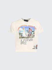 Play Hollywood The Living Theatre Jazz Print Vintage Cropped Tee
