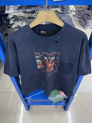 Play Hollywood Blaming Youth Collage Print Distressed Cropped Tee