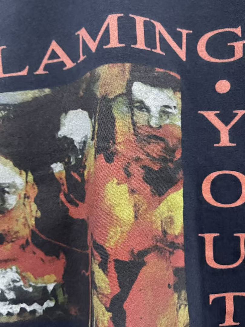 Play Hollywood Blaming Youth Collage Print Distressed Cropped Tee