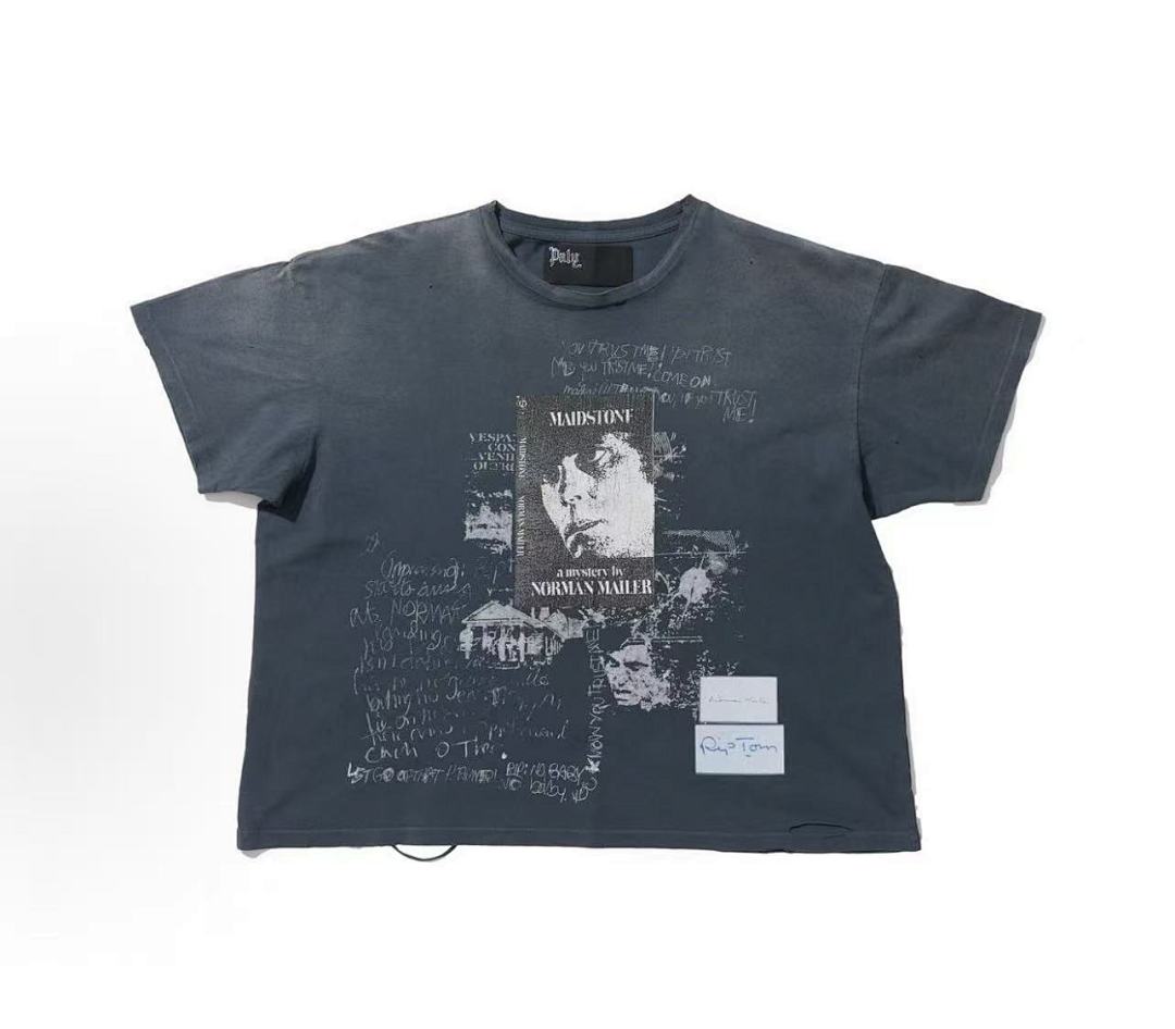 Play Hollywood Maidstone Double‑Sided Collage Print Distressed Cropped Tee