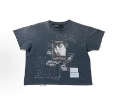 Play Hollywood Maidstone Double‑Sided Collage Print Distressed Cropped Tee