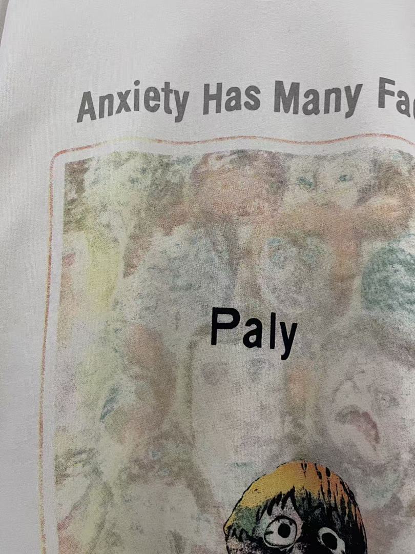 Play Hollywood Anxiety Has Many Faces Graphic Distressed Cropped Tee
