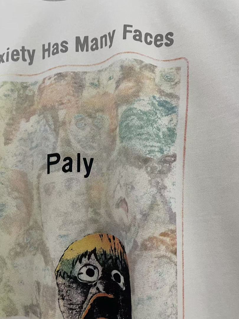 Play Hollywood Anxiety Has Many Faces Graphic Distressed Cropped Tee