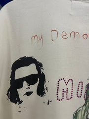 Play Hollywood Welcome Home Demon Brother Doodle Print Distressed Cropped Tee