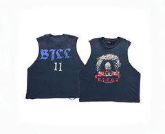 Play Hollywood BTL 11 Skull Graphic Double‑Sided Distressed Tank Top