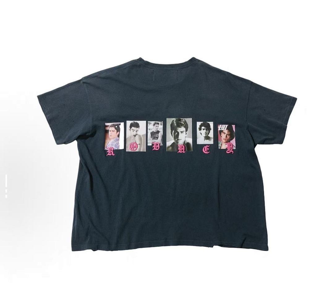 Play Hollywood Rodney Harvey Memorial Portrait Print Distressed Cropped Tee
