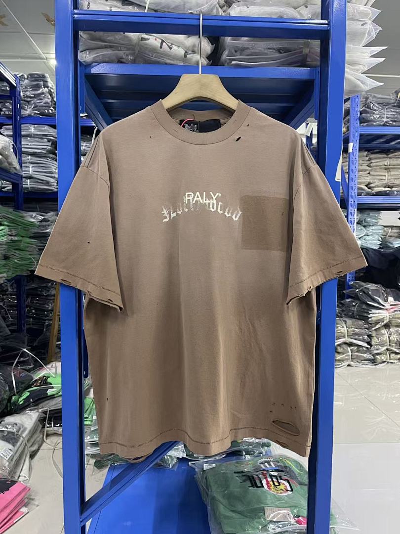 Play Hollywood Gradient Tie‑Dye Letter Patch Pocket Vintage Tee
