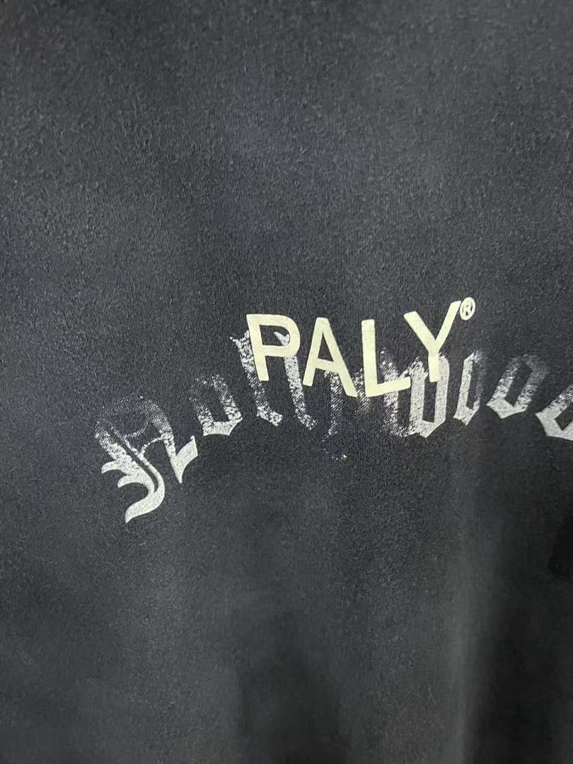 Play Hollywood Gradient Tie‑Dye Letter Patch Pocket Vintage Tee