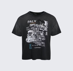 Play Hollywood Paly Cry For Me Skull Collage Print Distressed Cropped Tee