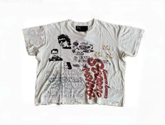 Play Hollywood Scorpio Rising Collage Print Distressed Cropped Tee