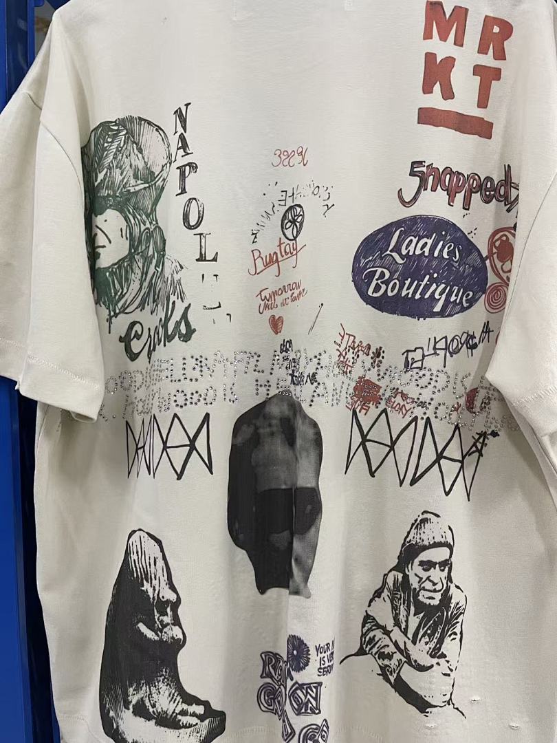 Play Hollywood Scorpio Rising Collage Print Distressed Cropped Tee