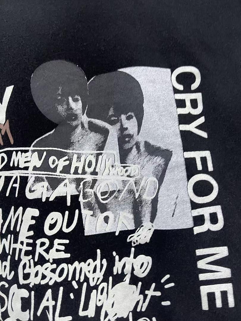 Play Hollywood Paly Cry For Me Skull Collage Print Distressed Cropped Tee