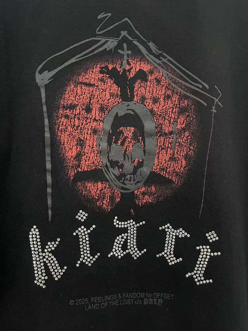 Play Hollywood Kiari Dark Skull Chapel Print Distressed Cropped Tee