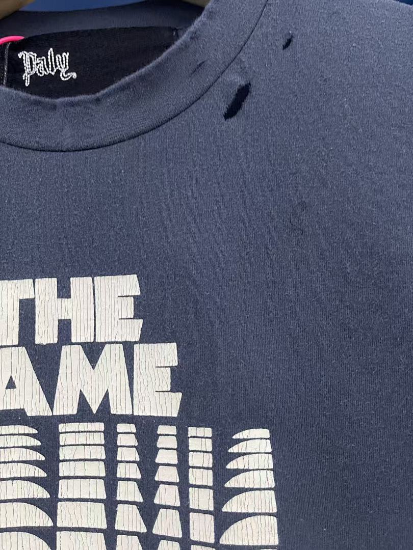 Play Hollywood The Fame Epidemic Slogan‑Print Distressed Cropped Tee