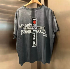 Play Hollywood Hollywood‑Is‑Hell Cross Double‑Print Distressed Cropped Tee