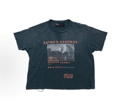 Play Hollywood Satan's Sandbox Movie‑Print Distressed Cropped Tee