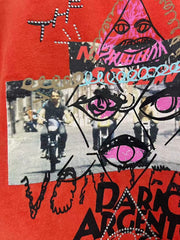 Play Hollywood Dario Argento Eye Collage Doodle Distressed Cropped Tee