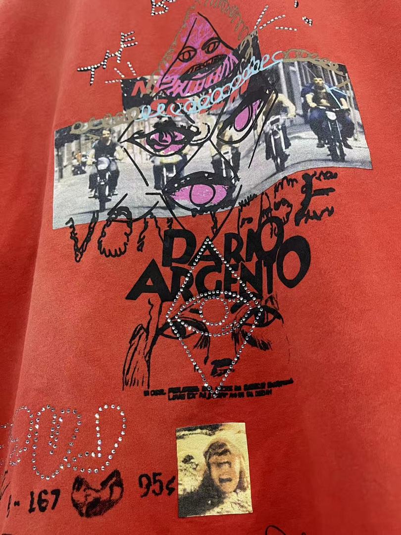 Play Hollywood Dario Argento Eye Collage Doodle Distressed Cropped Tee