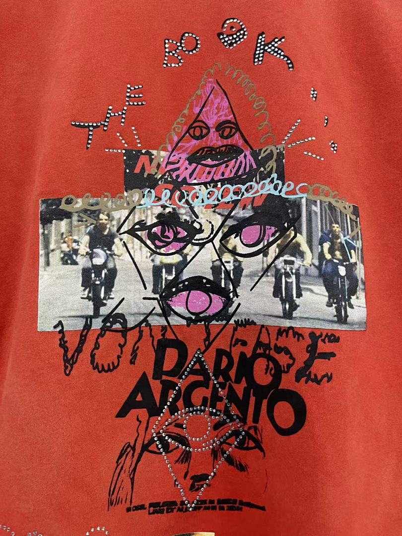Play Hollywood Dario Argento Eye Collage Doodle Distressed Cropped Tee