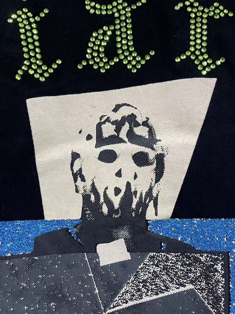 Play Hollywood Kiari Offset Geometric Skull Print Distressed Cropped Tee