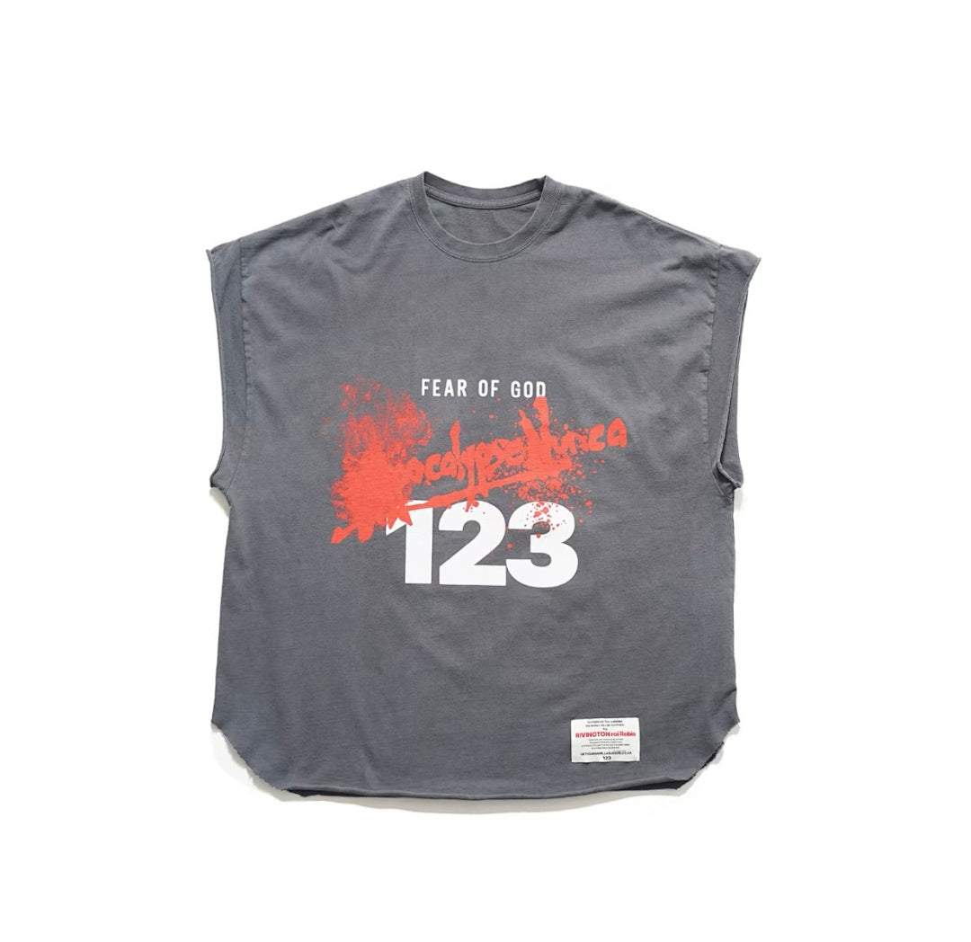 RRR123 Fear Of God Splatter Print Oversized Sleeveless Tee