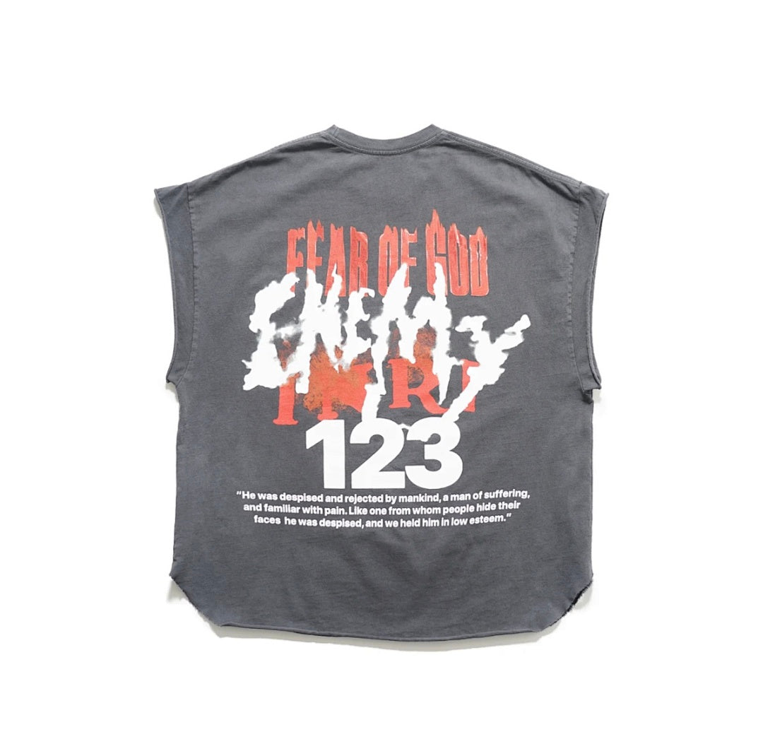 RRR123 Fear Of God Splatter Print Oversized Sleeveless Tee