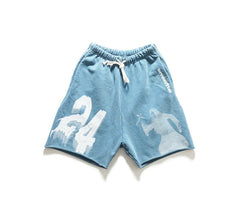 RRR123 Rivington 24 Ghost Print Raw‑Edge Sweat Shorts