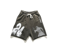RRR123 Rivington 24 Ghost Print Raw‑Edge Sweat Shorts