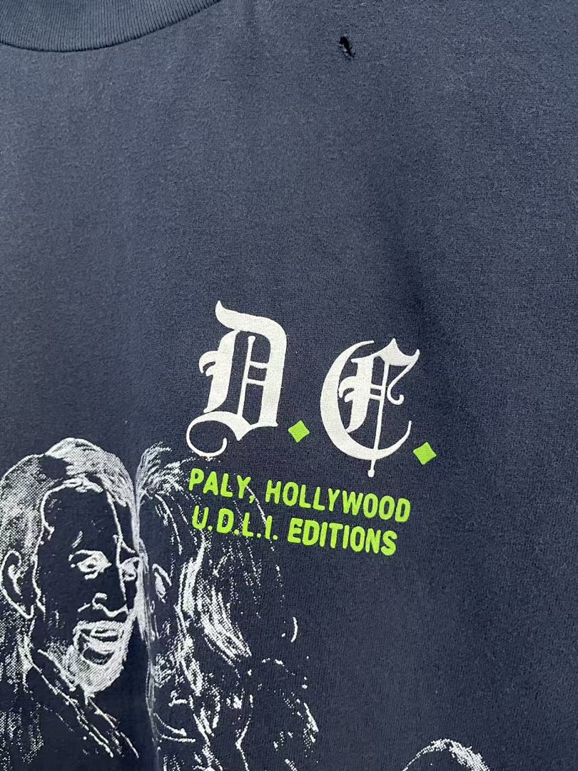 Play Hollywood Drugstore Cowboy Double‑Sided Print Distressed Cropped Tee