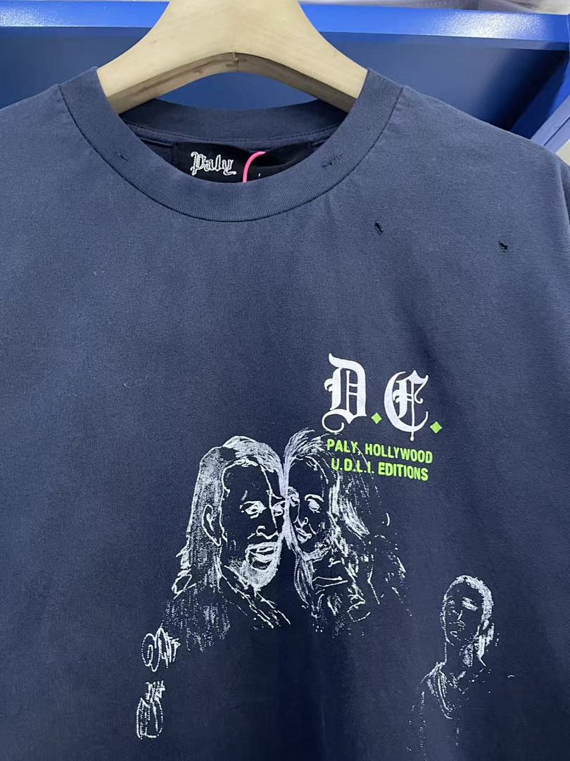 Play Hollywood Drugstore Cowboy Double‑Sided Print Distressed Cropped Tee