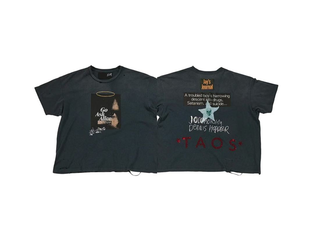 Play Hollywood Go Ask Alice Double‑Sided Movie Print Distressed Cropped Tee