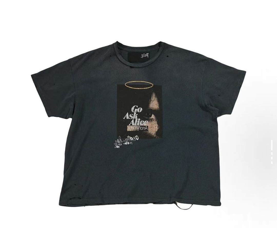Play Hollywood Go Ask Alice Double‑Sided Movie Print Distressed Cropped Tee