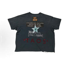 Play Hollywood Go Ask Alice Double‑Sided Movie Print Distressed Cropped Tee