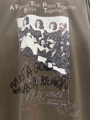 Play Hollywood Family Prays Photo‑Graffiti Print Distressed Cropped Tee