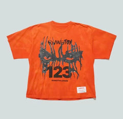 RRR123 Rivington Drip‑Eye 123 Oversized Orange Graphic Short‑Sleeve Tee