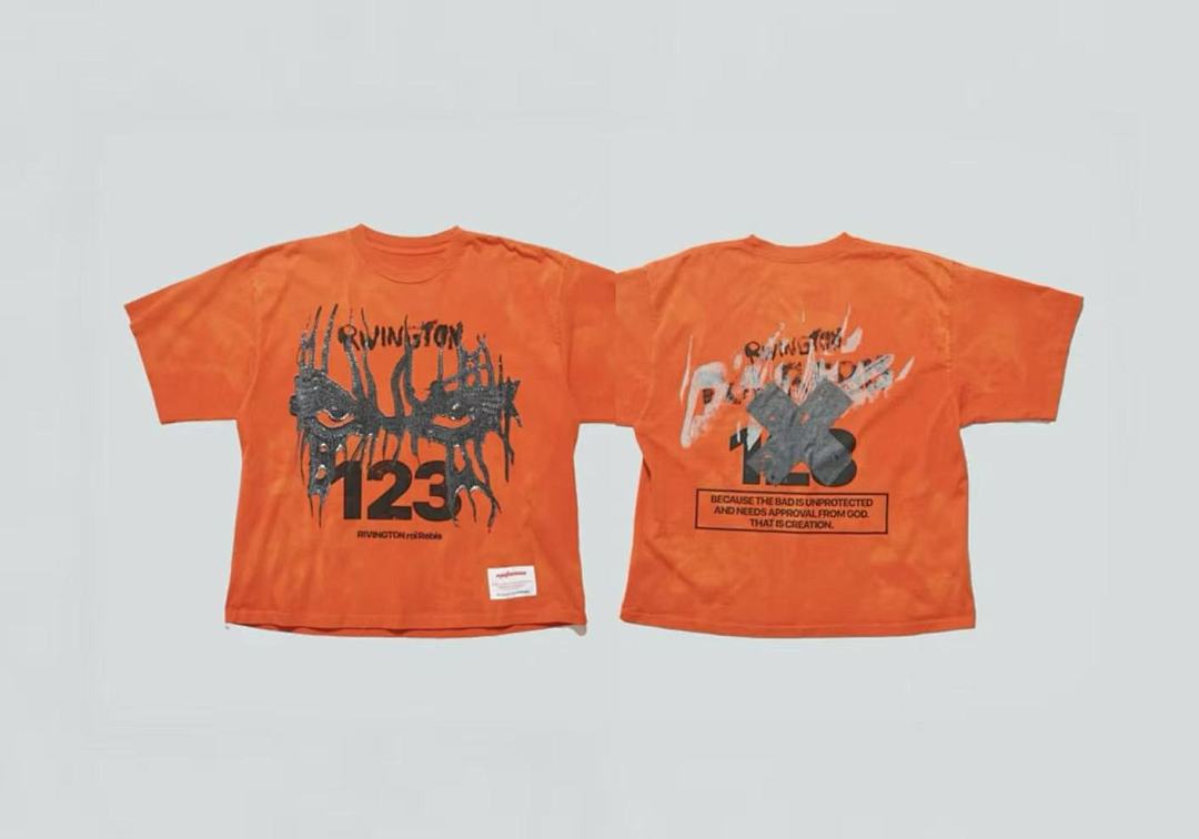 RRR123 Rivington Drip‑Eye 123 Oversized Orange Graphic Short‑Sleeve Tee