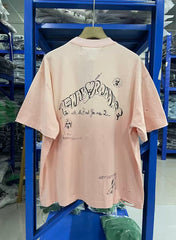 Play Hollywood Tooth Doodle Print Pink Distressed Cropped Tee