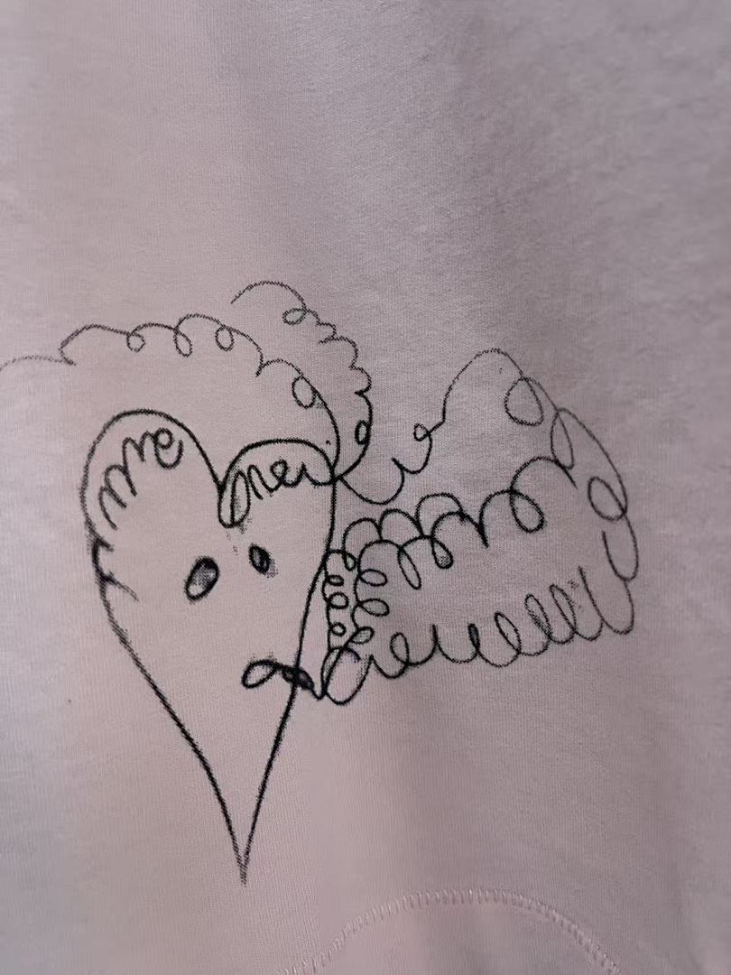 Play Hollywood Tooth Doodle Print Pink Distressed Cropped Tee