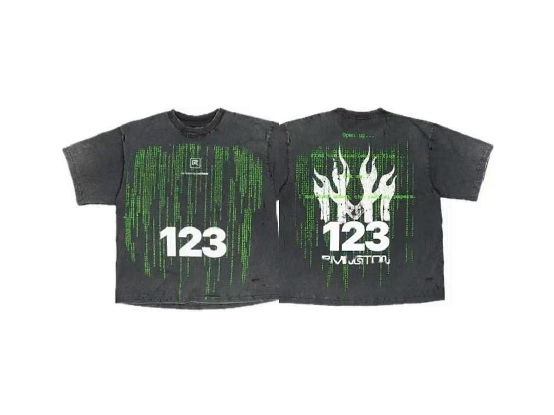 RRR123 Rivington Matrix Rain Code 123 Oversized Graphic Short‑Sleeve Tee