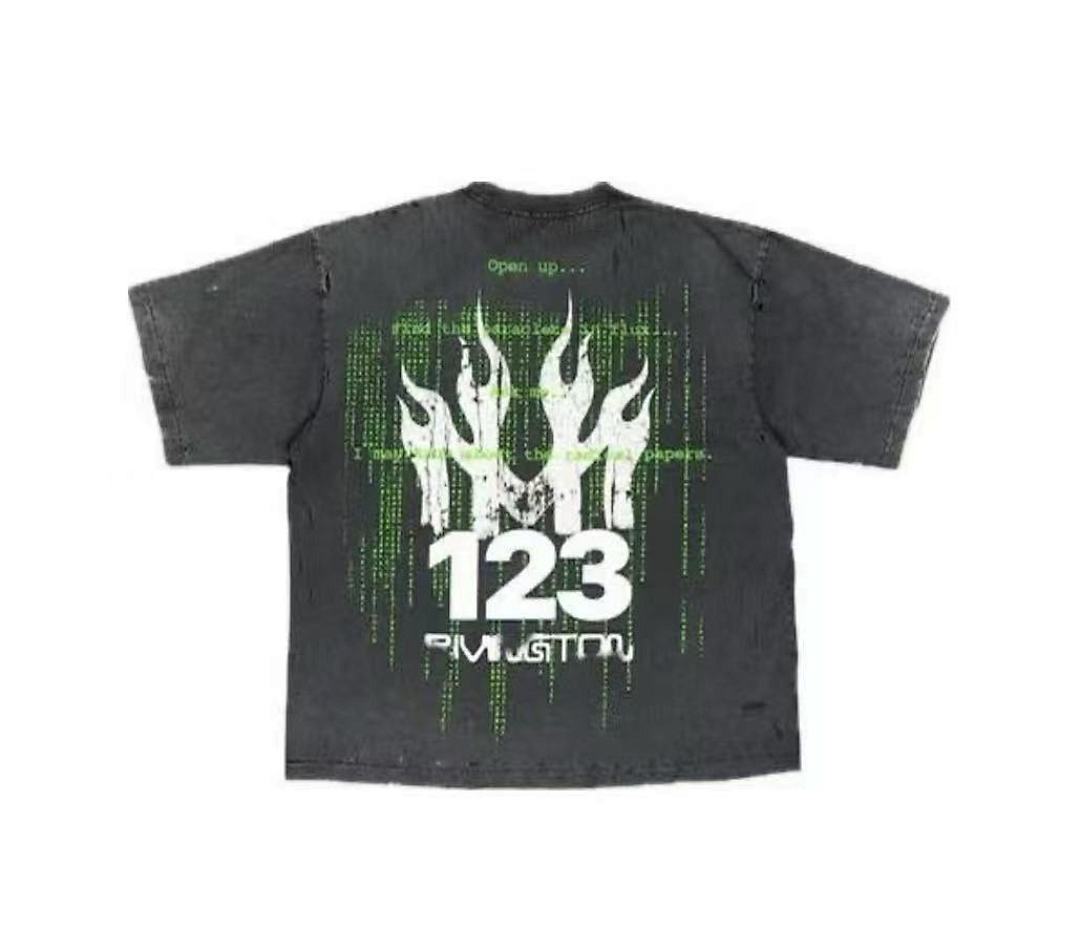RRR123 Rivington Matrix Rain Code 123 Oversized Graphic Short‑Sleeve Tee