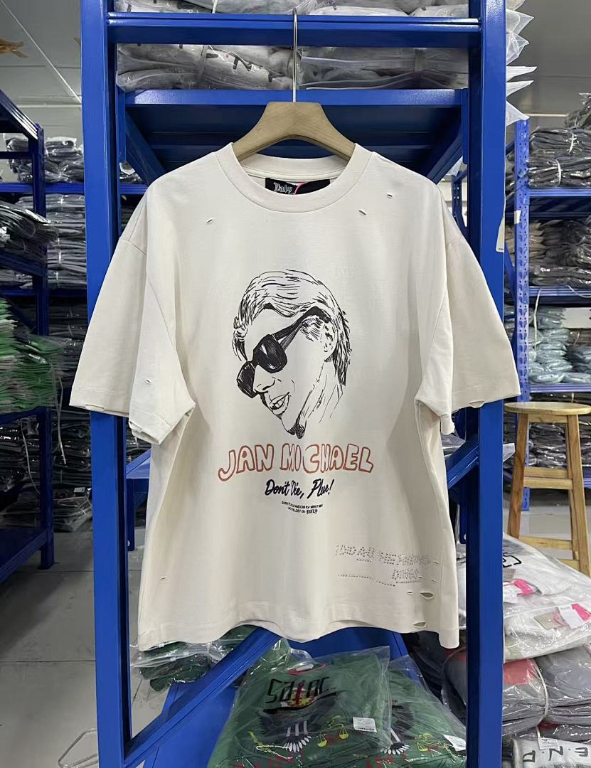 Play Hollywood Jan‑Michael Double‑Sided Print Distressed Tee