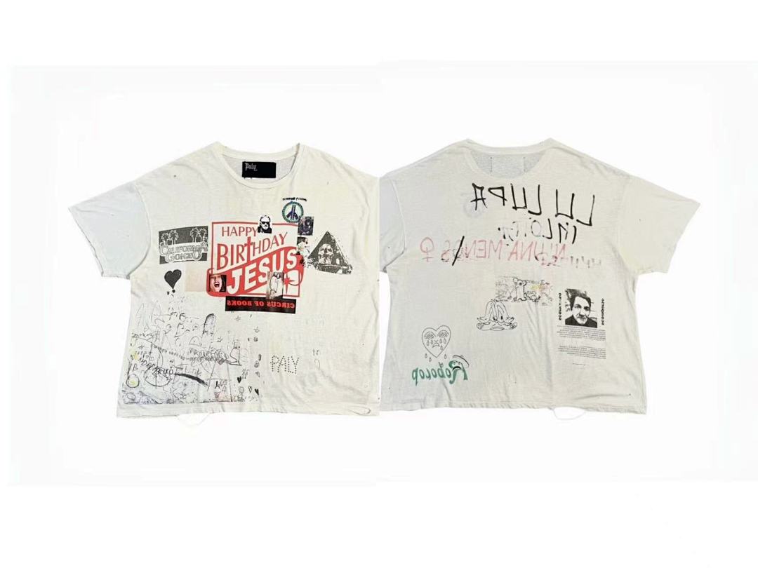 Play‑Hollywood Double‑Sided Collage Print Distressed Tee