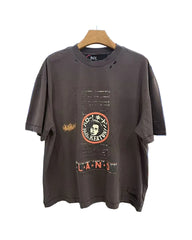 Play Hollywood Keaton Circle Print Distressed Cropped Tee