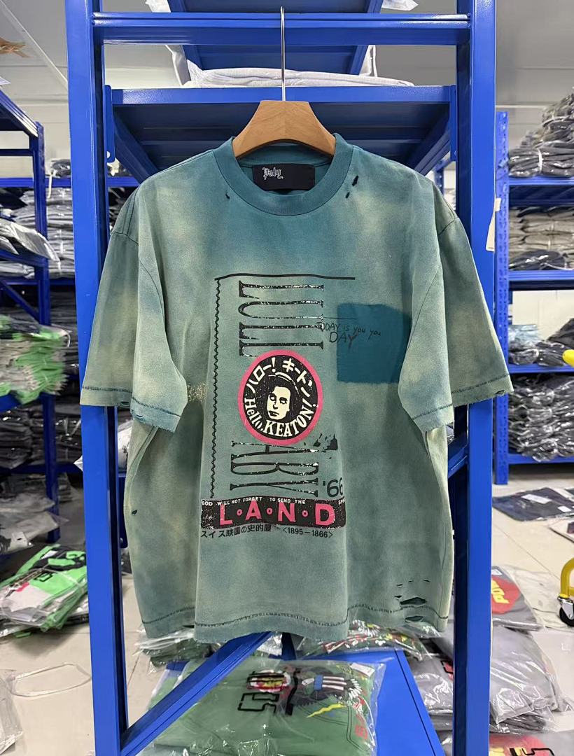Play Hollywood Keaton Circle Print Distressed Cropped Tee