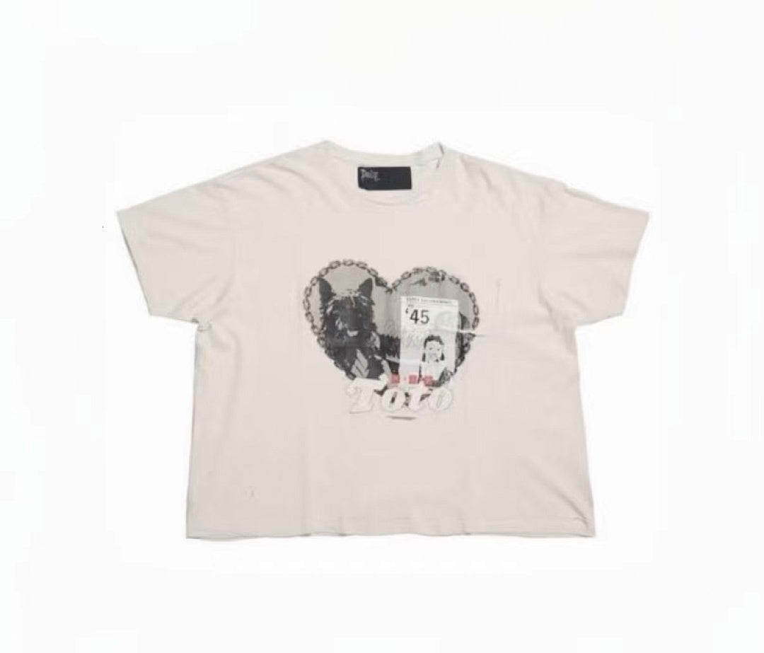 Play‑Hollywood Toto Heart Dog Print Cropped Tee